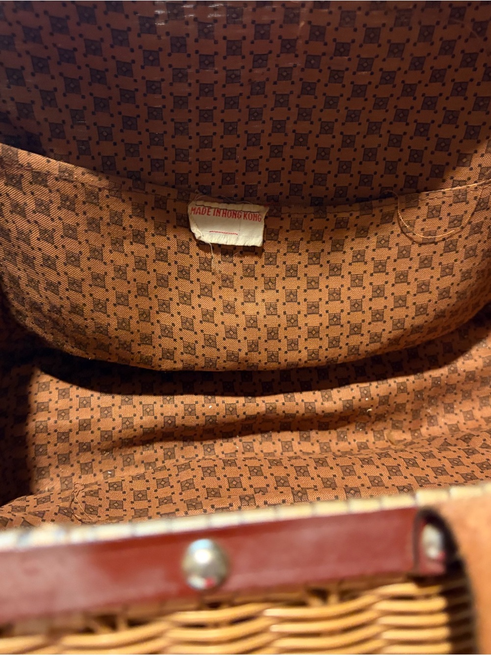 Vintage Woven Picnic Basket Tote - Brown
